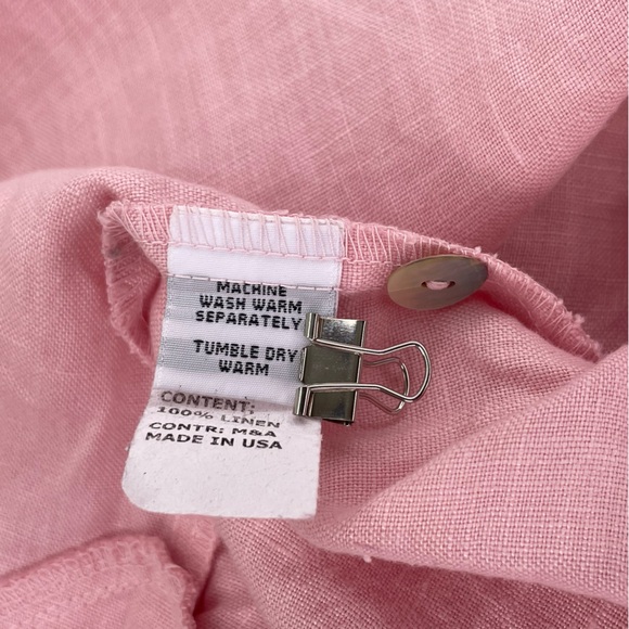 Cut Loose 100% Linen Pink Top Women’s L Button Up Blouse Uneven Hem Boxy - Picture 6 of 10